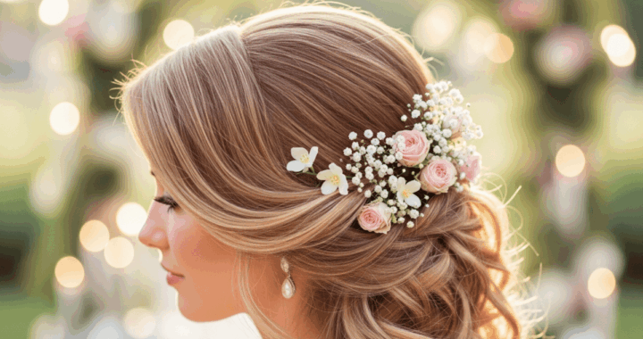 Coiffure de mariage sur le côté : accessoires pour sublimer votre coiffure