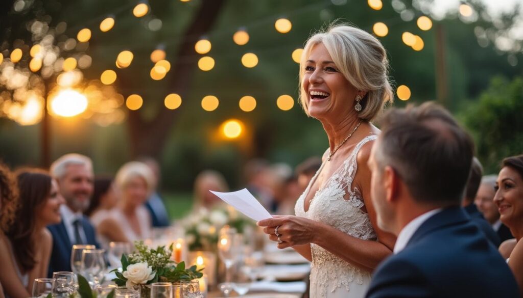 découvrez pourquoi le discours humoristique de la mère du marié apporte une touche inoubliable à la cérémonie de mariage. humour et émotion garantis pour créer des souvenirs mémorables !