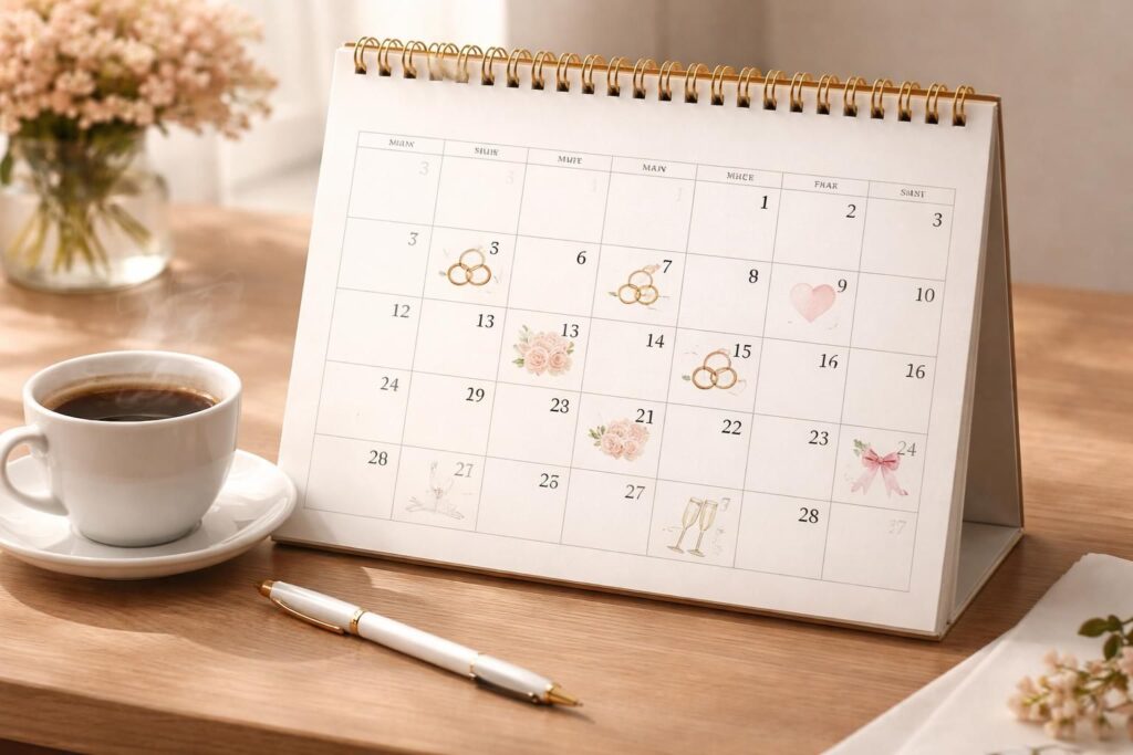 découvrez notre calendrier détaillé des anniversaires de mariage avec une liste complète pour célébrer chaque année de votre union en beauté.