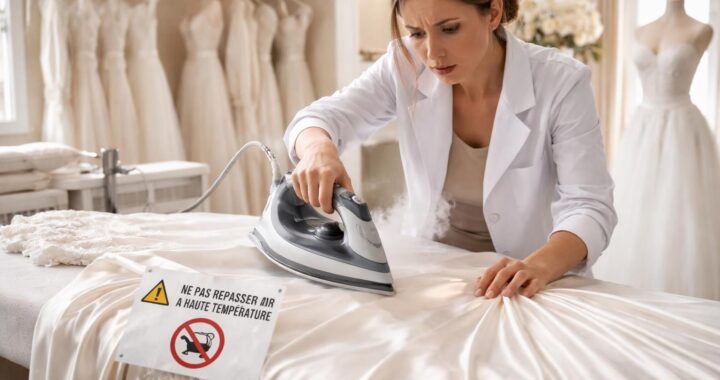 Comment repasser une robe de mariée : les erreurs à éviter
