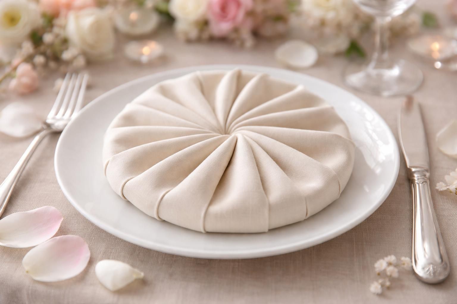 découvrez un tutoriel simple et original pour le pliage de serviette en forme de galette, parfait pour apporter une touche élégante et festive à votre mariage.