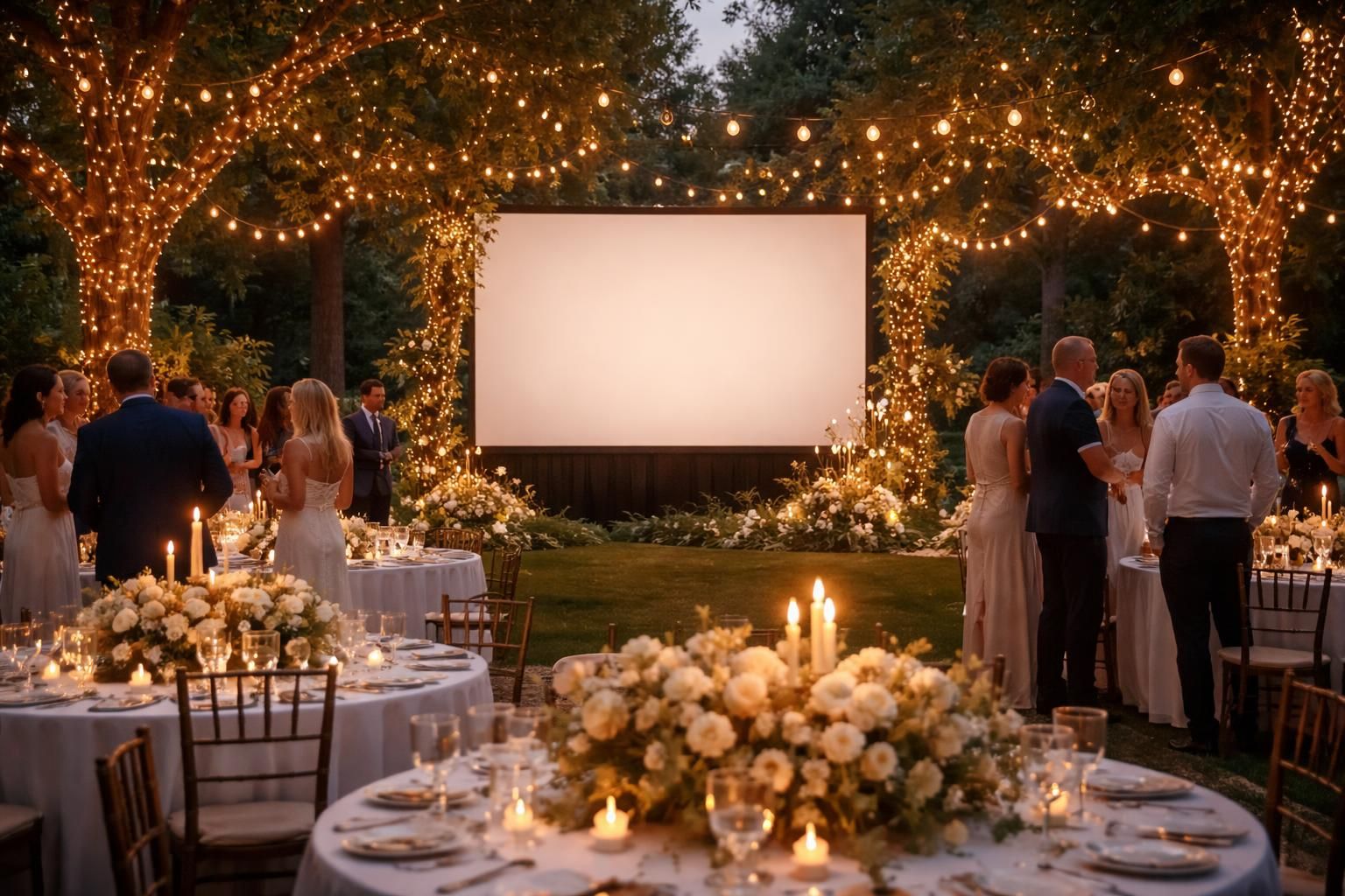 découvrez comment un écran de projection peut afficher élégamment le programme de soirée lors de votre mariage, pour informer et divertir vos invités tout au long de l'événement.