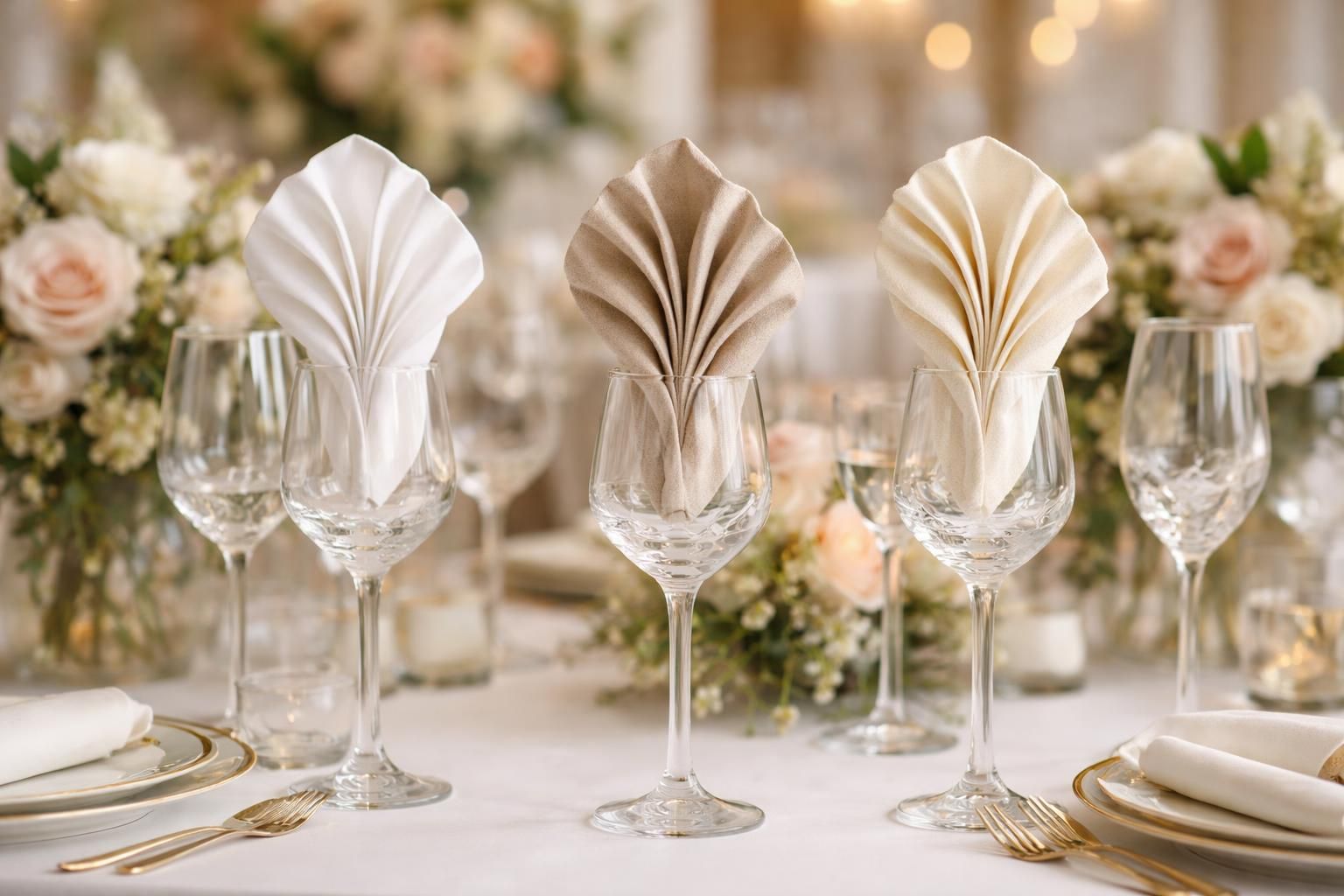 découvrez comment choisir les meilleures serviettes pour un pliage élégant sur verre lors de votre mariage et ajoutez une touche raffinée à votre décoration de table.
