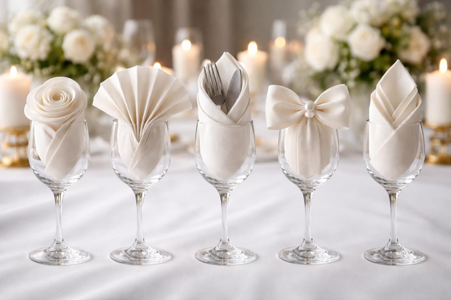 découvrez 5 styles faciles de pliage de serviette sur verre pour sublimer la décoration de votre mariage avec élégance et originalité.