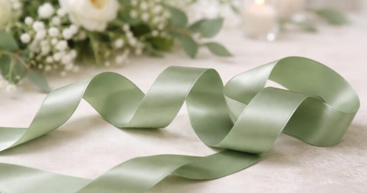 Ruban satin vert sauge pour décorations de mariage