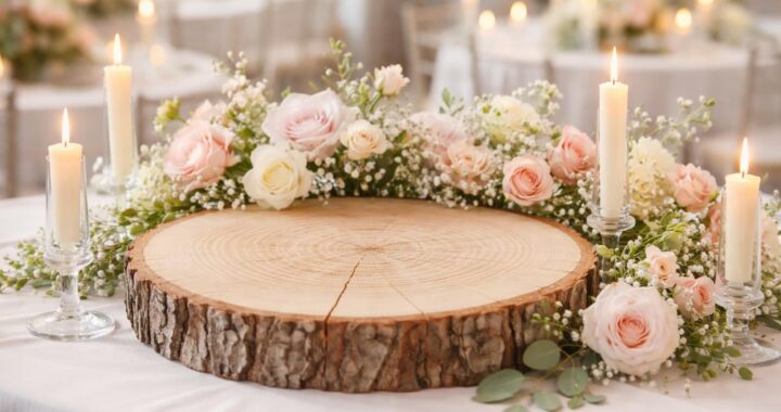Grand rondin bois déco pour table mariage