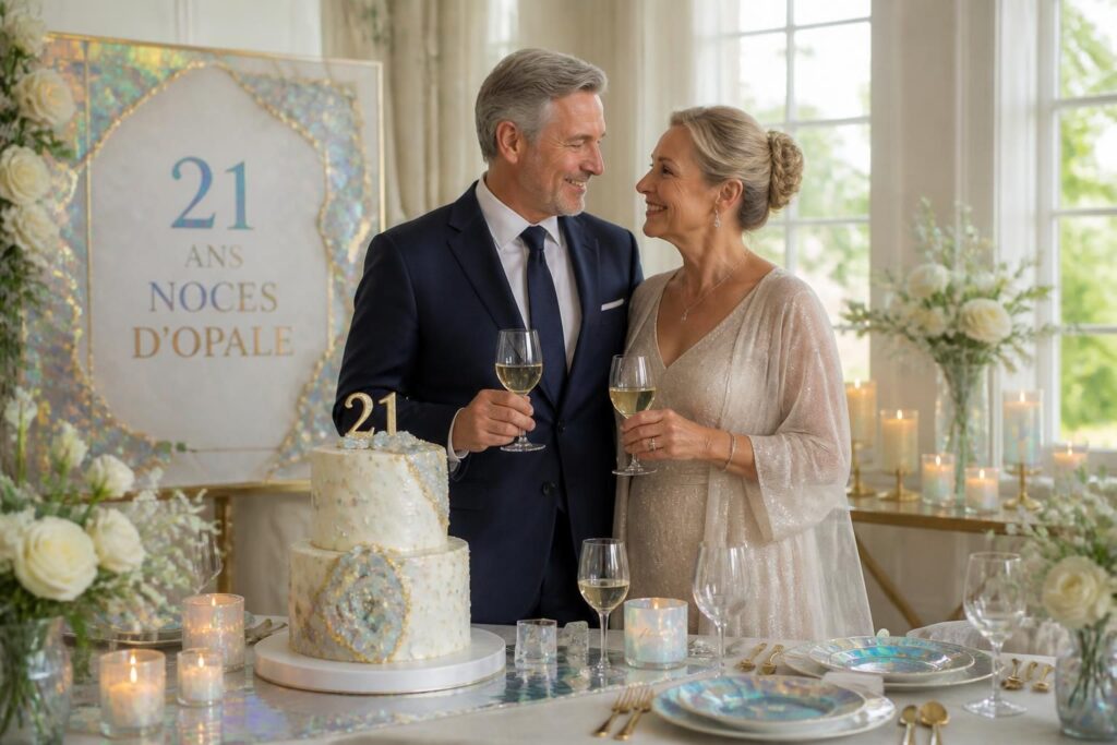célébrez 21 ans de mariage avec les noces d'opale, un moment unique pour revivre votre amour et vos souvenirs précieux.