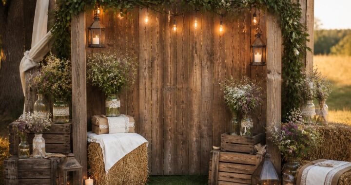 Créer un décor de photobooth pour un mariage rustique : charmantes inspirations