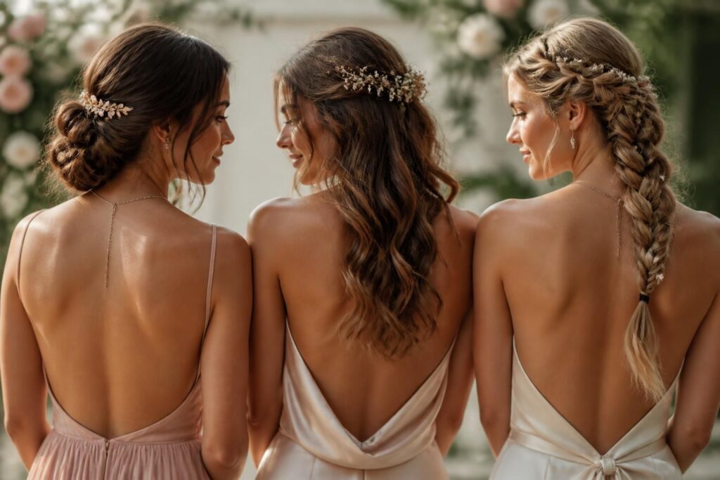 découvrez des idées et conseils pour choisir la coiffure idéale à porter avec une robe dos nu lors d'un mariage, alliant élégance et confort.