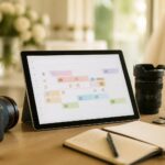 Le planning du photographe cadré sur tablette Windows Surface pour le mariage