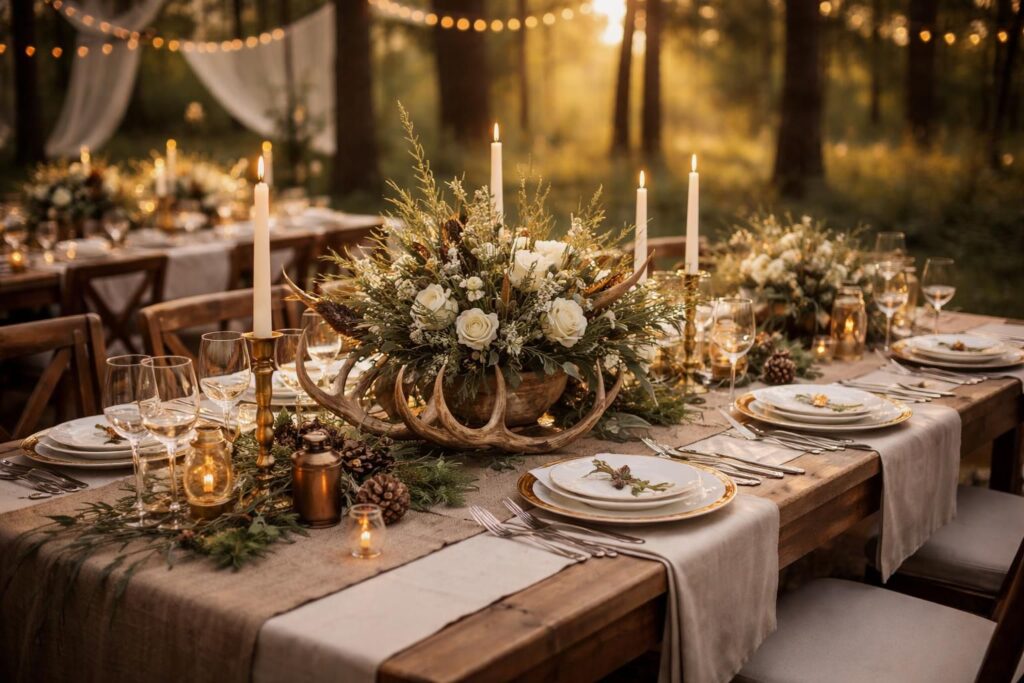 découvrez des idées élégantes de décoration de mariage sur le thème de la chasse pour une ambiance raffinée et naturelle qui séduira vos invités.