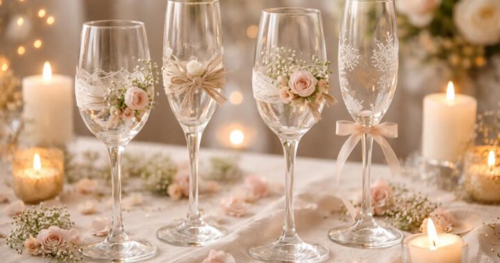 Verres décorés de mariage : DIY rapide pour table harmonieuse